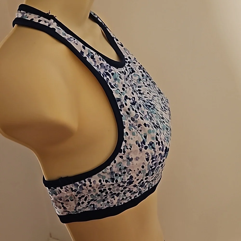 Eddie Bauer Girls L 2-piece Reversible Swimsuit Navy Blue Polka-dot and Purple
